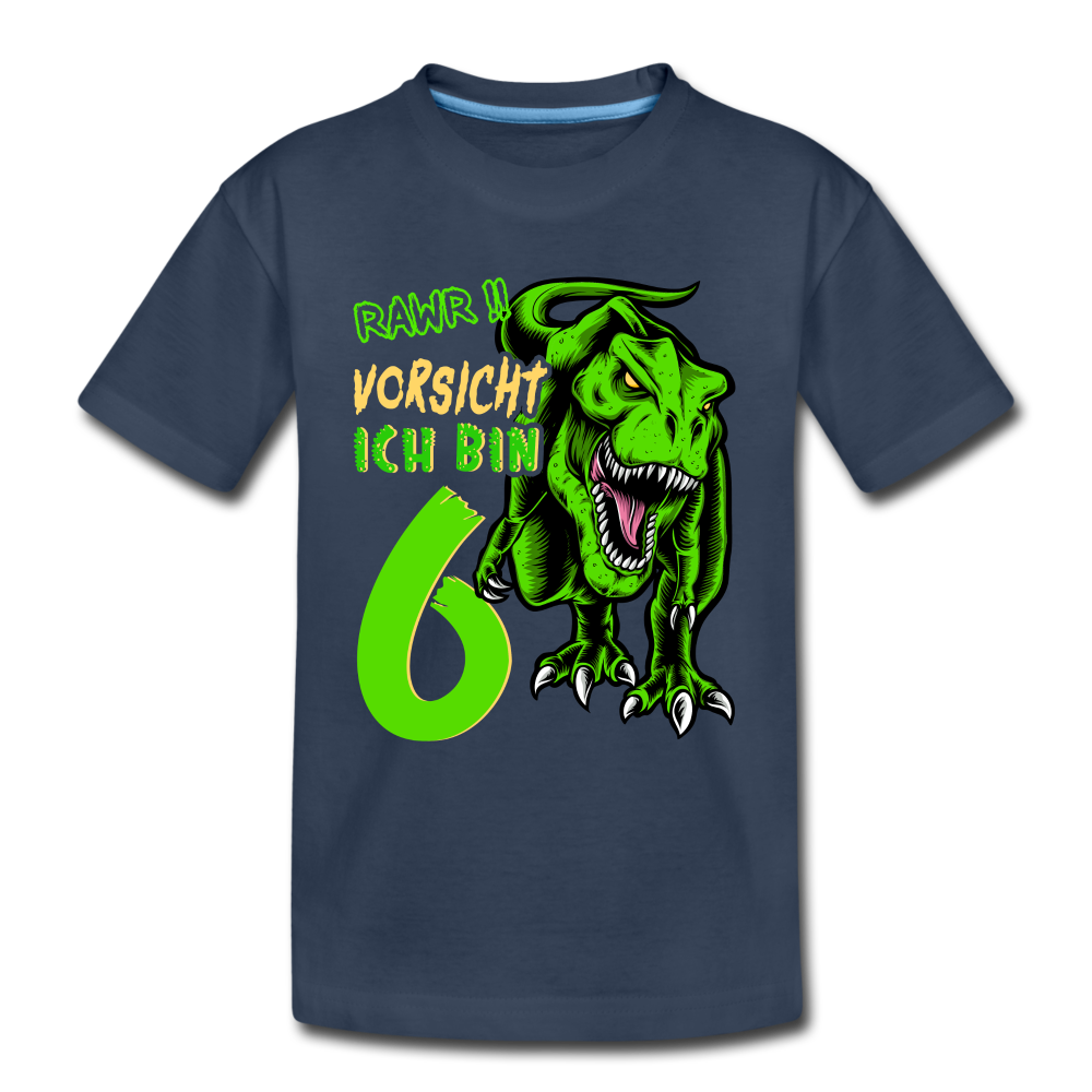 6. Kinder Geburtstag Geschenk Dinosaurier T-Rex Ich bin 6 Kinder Premium T-Shirt - Navy