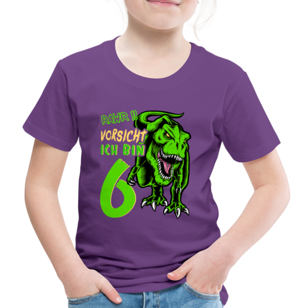 6. Kinder Geburtstag Geschenk Dinosaurier T-Rex Ich bin 6 Kinder Premium T-Shirt - Lila