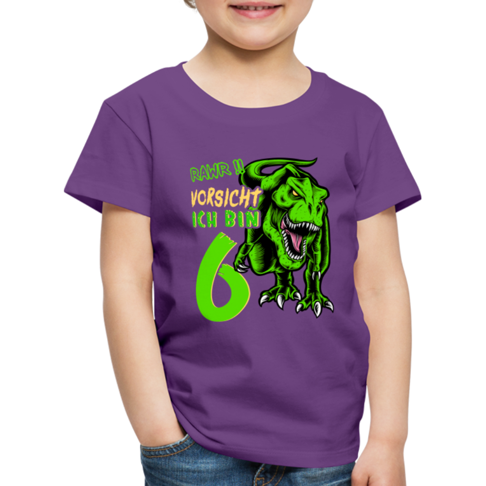 6. Kinder Geburtstag Geschenk Dinosaurier T-Rex Ich bin 6 Kinder Premium T-Shirt - Lila