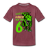 6. Kinder Geburtstag Geschenk Dinosaurier T-Rex Ich bin 6 Kinder Premium T-Shirt - Bordeauxrot meliert