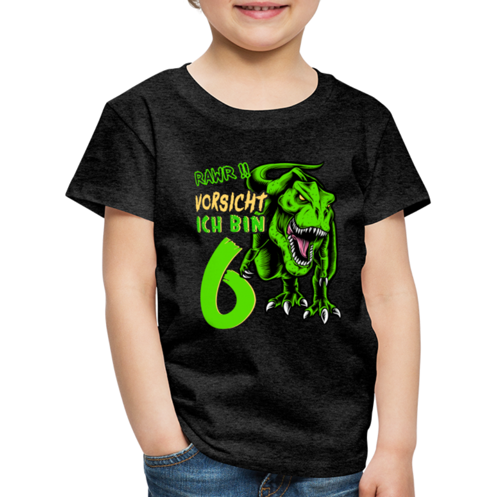 6. Kinder Geburtstag Geschenk Dinosaurier T-Rex Ich bin 6 Kinder Premium T-Shirt - Anthrazit