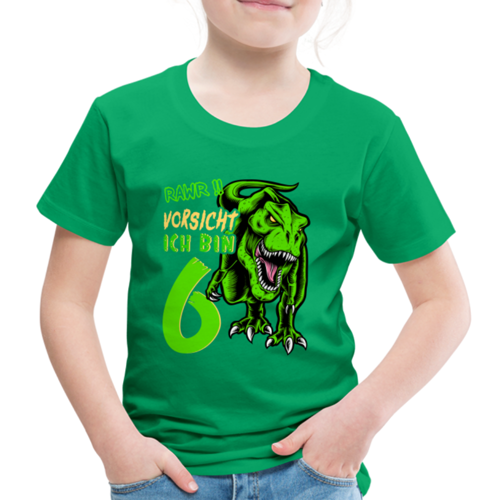 6. Kinder Geburtstag Geschenk Dinosaurier T-Rex Ich bin 6 Kinder Premium T-Shirt - Kelly Green