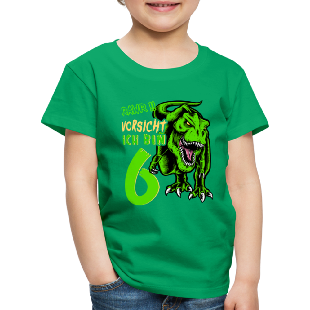 6. Kinder Geburtstag Geschenk Dinosaurier T-Rex Ich bin 6 Kinder Premium T-Shirt - Kelly Green