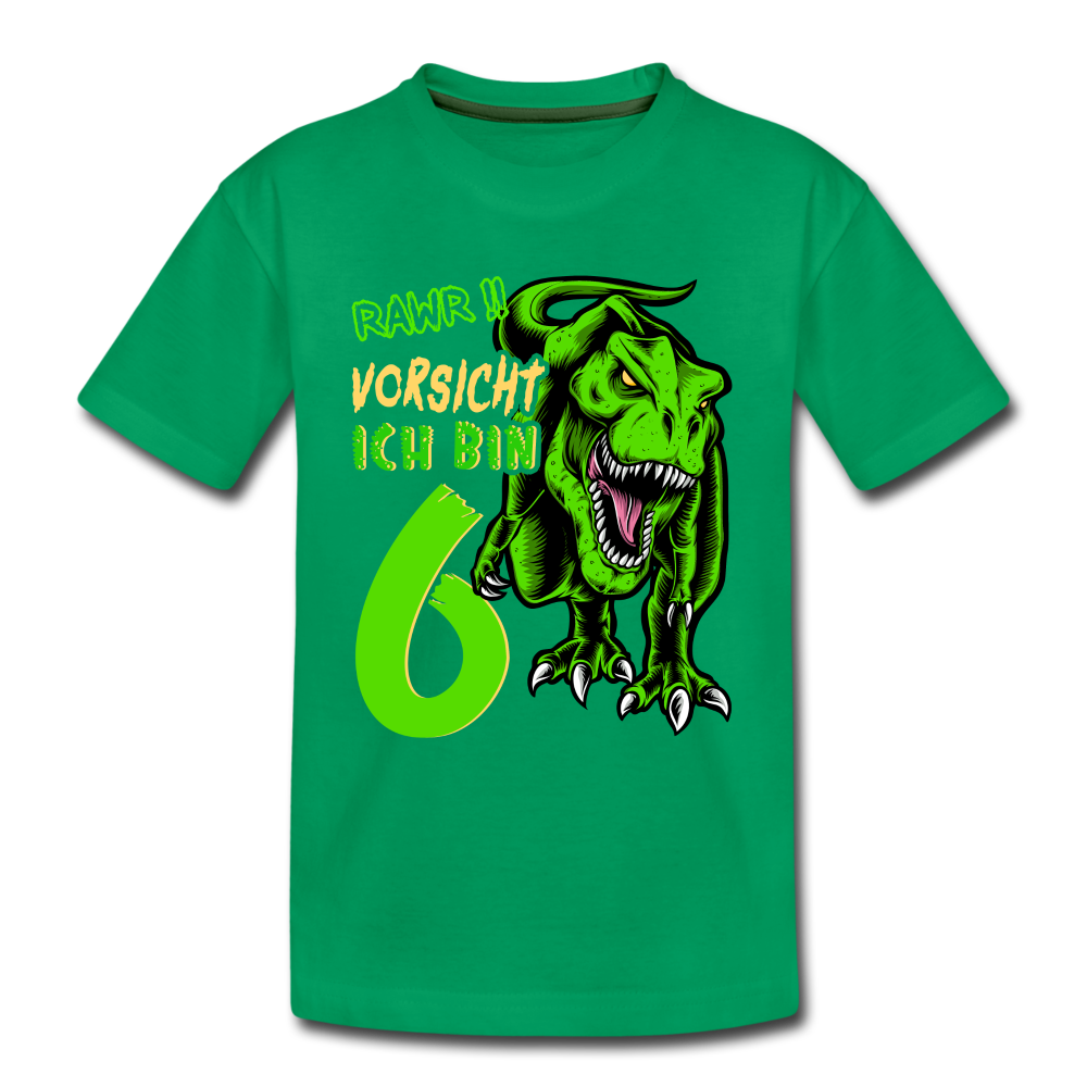 6. Kinder Geburtstag Geschenk Dinosaurier T-Rex Ich bin 6 Kinder Premium T-Shirt - Kelly Green