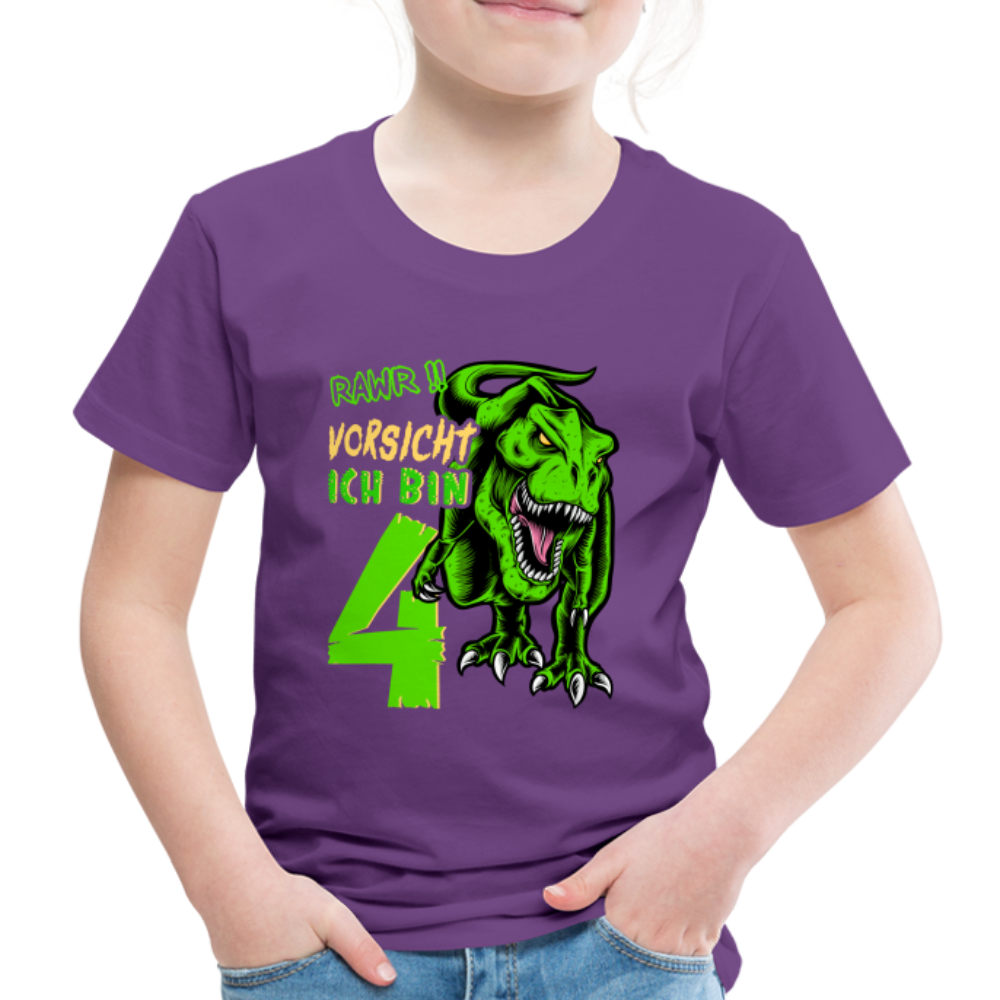4. Kinder Geburtstag Geschenk Dinosaurier T-Rex Ich bin 4 Kinder Premium T-Shirt - Lila