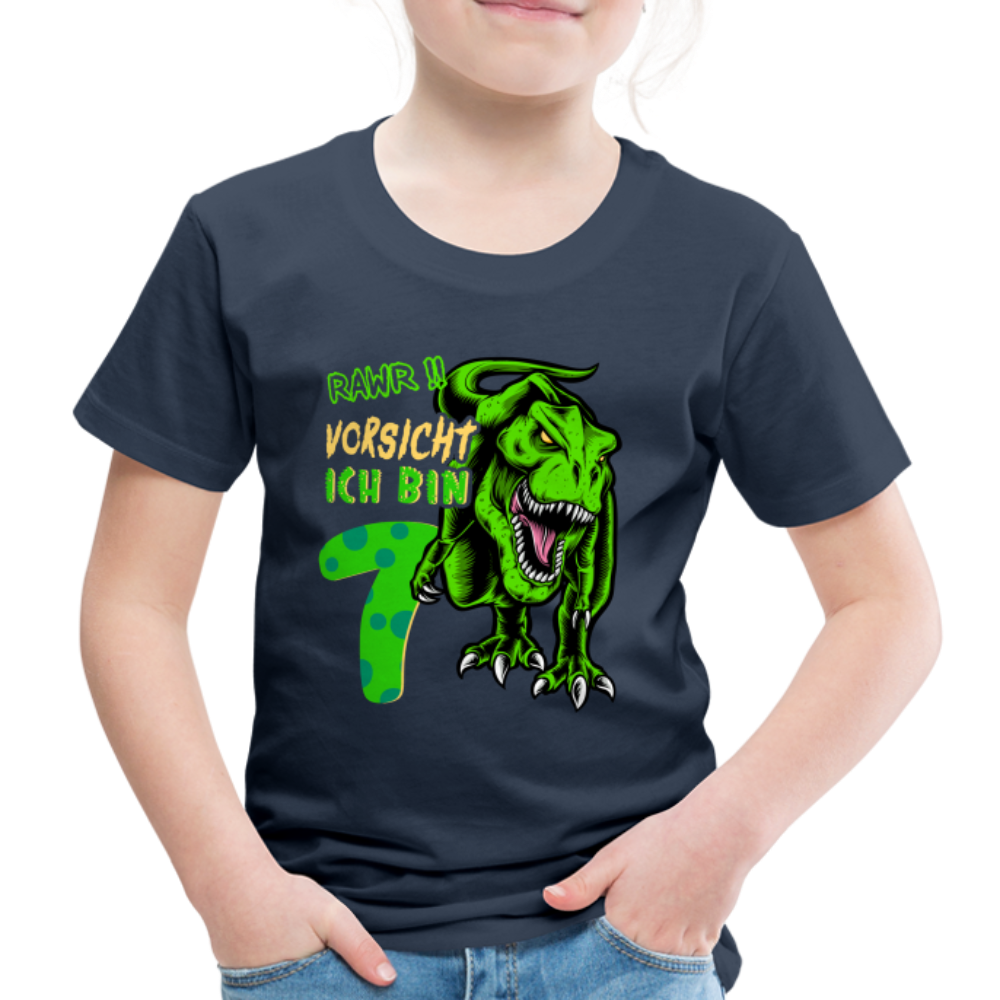 7. Kinder Geburtstag Geschenk Dinosaurier T-Rex Ich bin 7 Kinder Premium T-Shirt - Navy