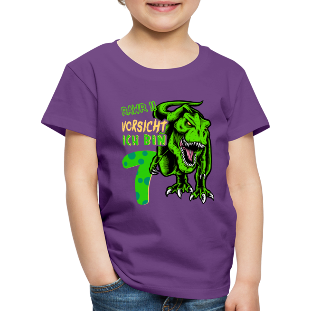 7. Kinder Geburtstag Geschenk Dinosaurier T-Rex Ich bin 7 Kinder Premium T-Shirt - Lila