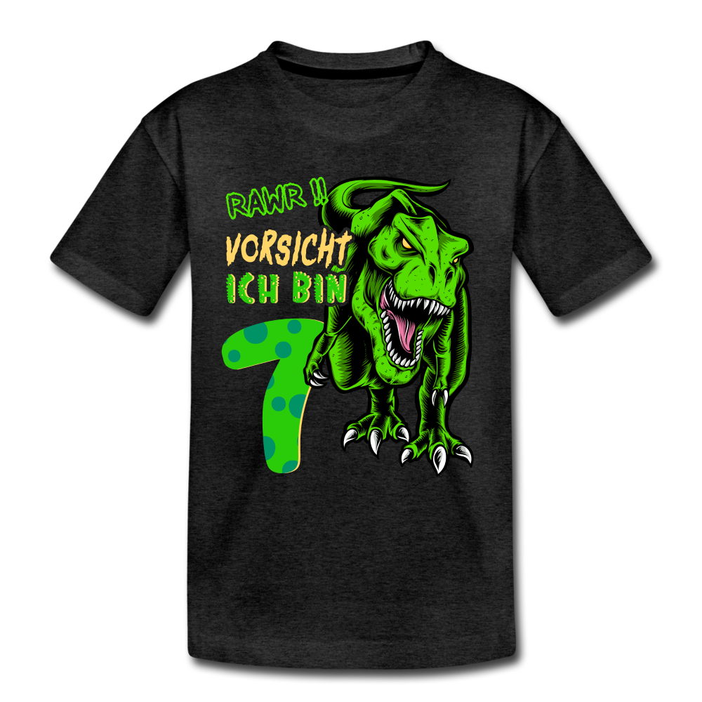 7. Kinder Geburtstag Geschenk Dinosaurier T-Rex Ich bin 7 Kinder Premium T-Shirt - Anthrazit