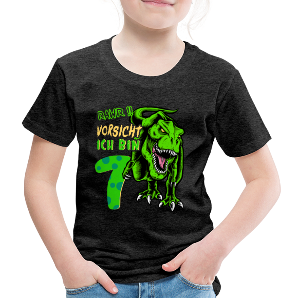 7. Kinder Geburtstag Geschenk Dinosaurier T-Rex Ich bin 7 Kinder Premium T-Shirt - Anthrazit