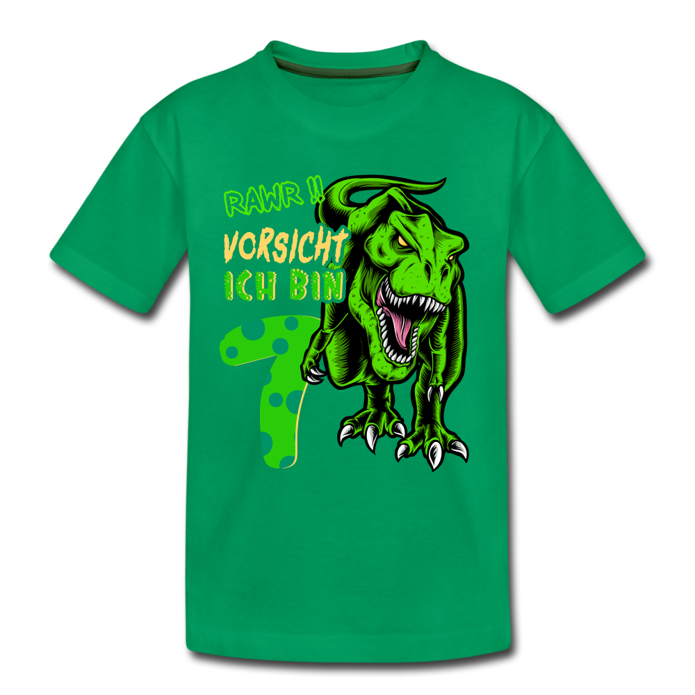 7. Kinder Geburtstag Geschenk Dinosaurier T-Rex Ich bin 7 Kinder Premium T-Shirt - Kelly Green