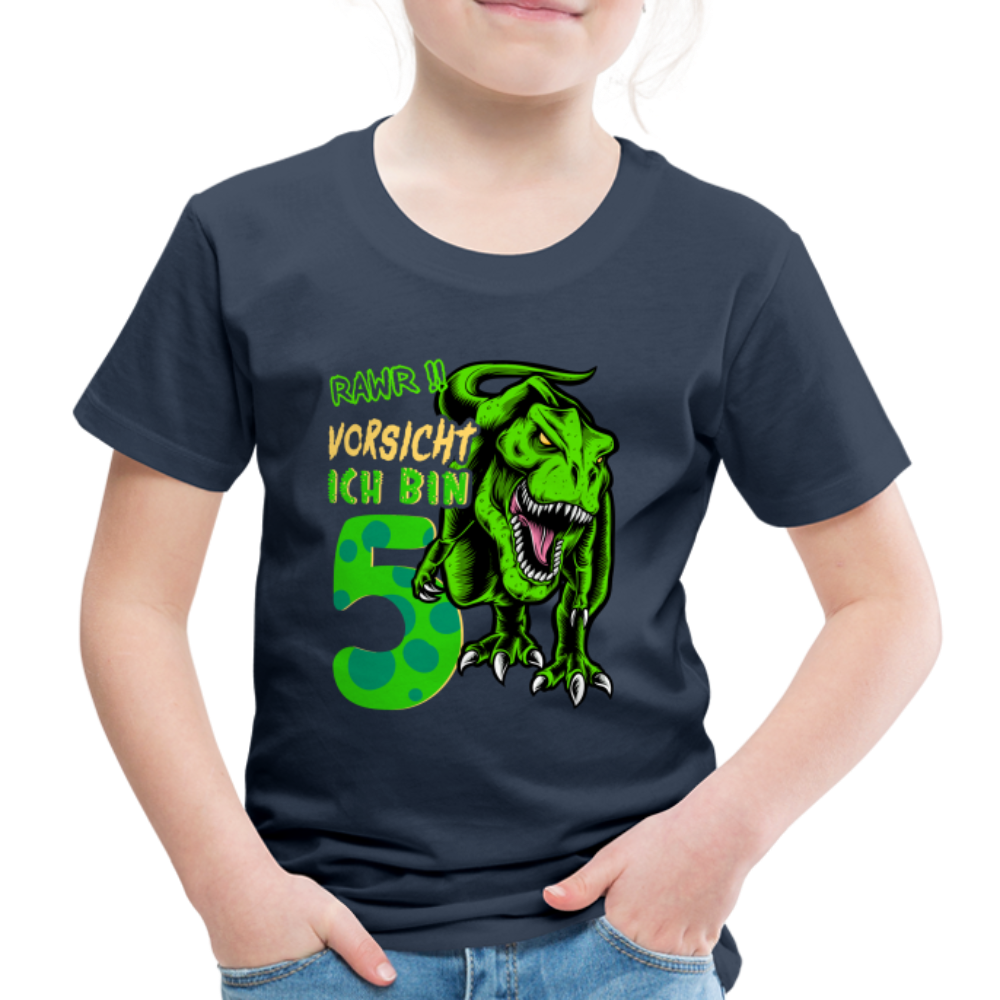 5. Kinder Geburtstag Geschenk Dinosaurier T-Rex Ich bin 5 Kinder Premium T-Shirt - Navy