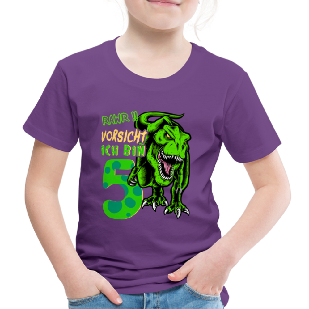5. Kinder Geburtstag Geschenk Dinosaurier T-Rex Ich bin 5 Kinder Premium T-Shirt - Lila
