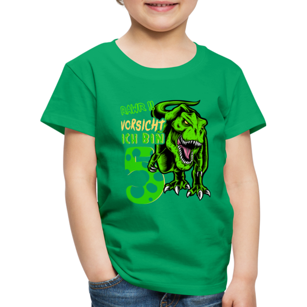 5. Kinder Geburtstag Geschenk Dinosaurier T-Rex Ich bin 5 Kinder Premium T-Shirt - Kelly Green