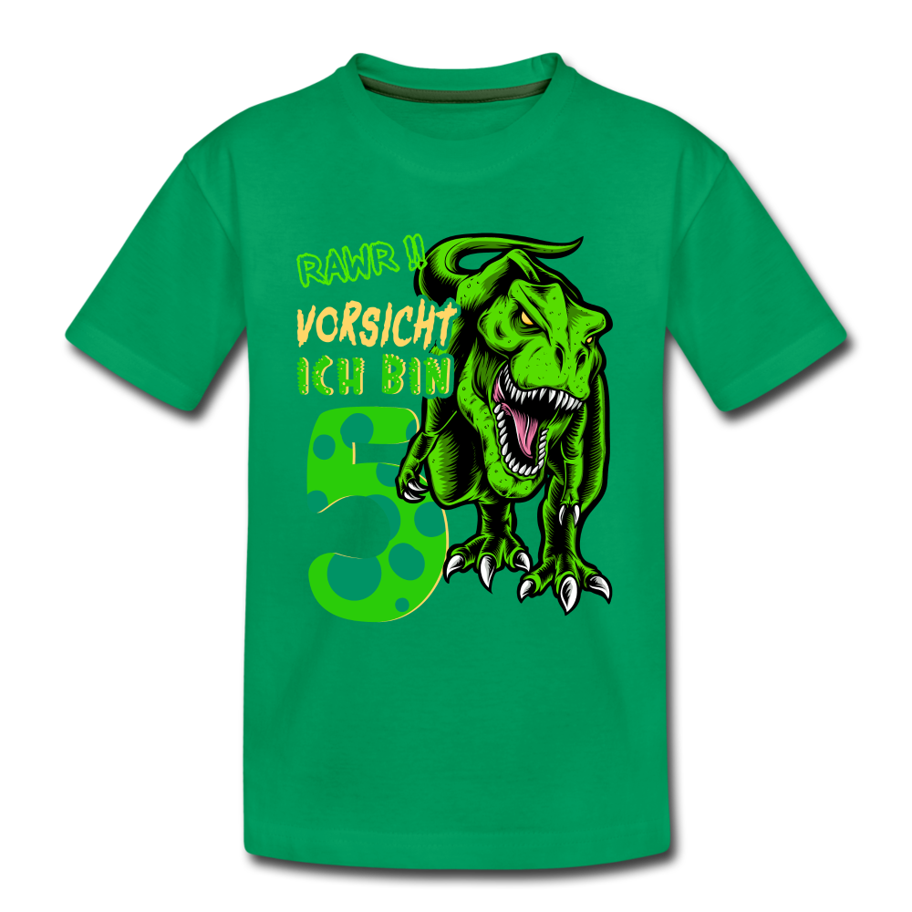 5. Kinder Geburtstag Geschenk Dinosaurier T-Rex Ich bin 5 Kinder Premium T-Shirt - Kelly Green