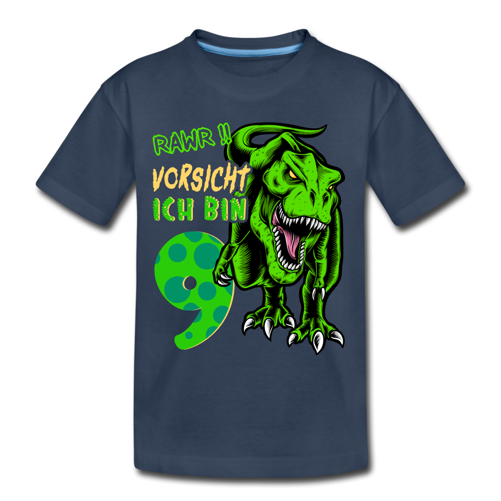 9. Kinder Geburtstag Geschenk Dinosaurier T-Rex Ich bin 9 Kinder Premium T-Shirt - Navy