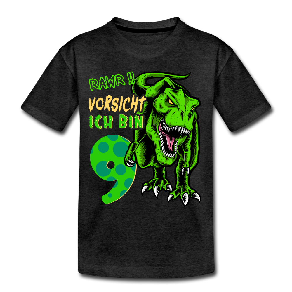 9. Kinder Geburtstag Geschenk Dinosaurier T-Rex Ich bin 9 Kinder Premium T-Shirt - Anthrazit