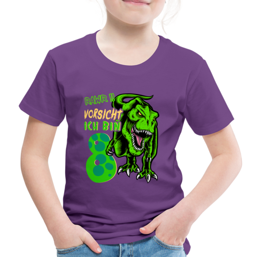 8. Kinder Geburtstag Geschenk Dinosaurier T-Rex Ich bin 8 Kinder Premium T-Shirt - Lila