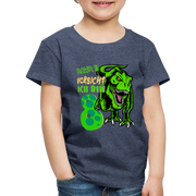 8. Kinder Geburtstag Geschenk Dinosaurier T-Rex Ich bin 8 Kinder Premium T-Shirt - Blau meliert