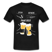 Lustig Schere Stein Paar Bier T-Shirt - Schwarz