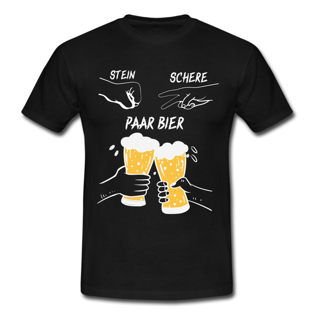 Lustig Schere Stein Paar Bier T-Shirt - Schwarz