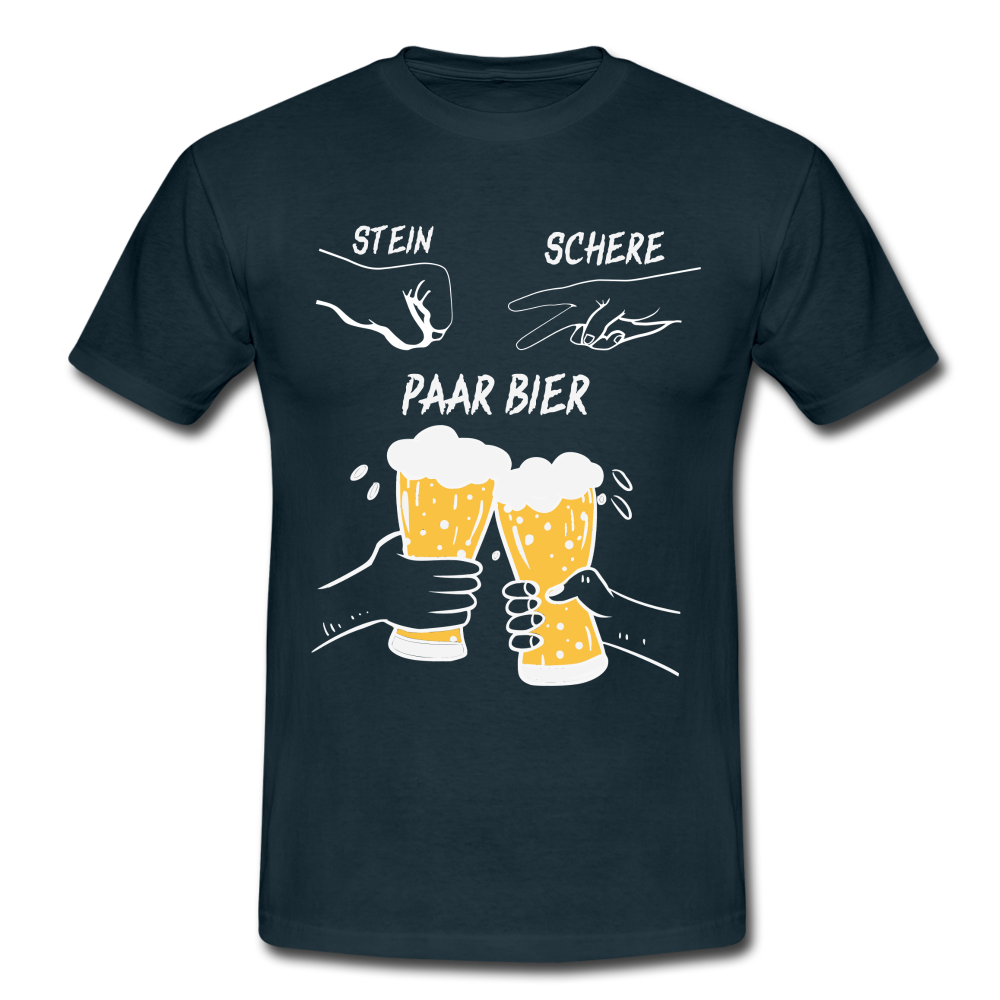 Lustig Schere Stein Paar Bier T-Shirt - Navy