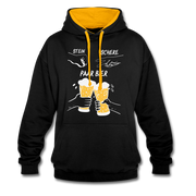 Lustig Schere Stein Paar Bier Kontrast-Hoodie - Schwarz/Gold