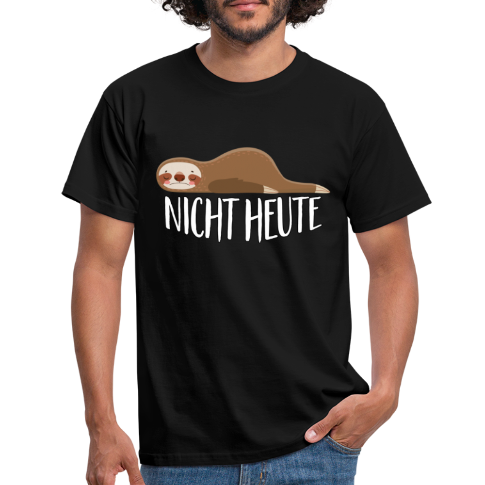 Faules Faultier Nicht Heute Lustiges T-Shirt - Schwarz