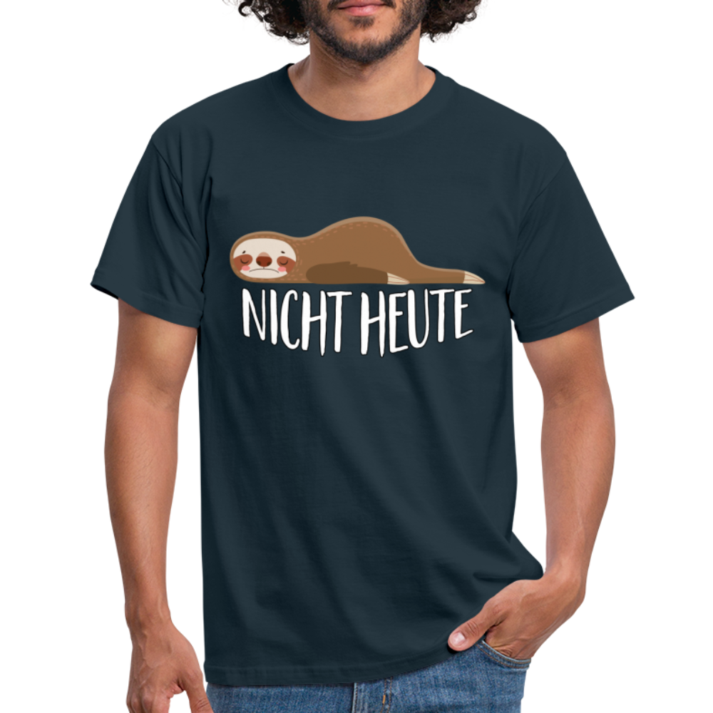 Faules Faultier Nicht Heute Lustiges T-Shirt - Navy