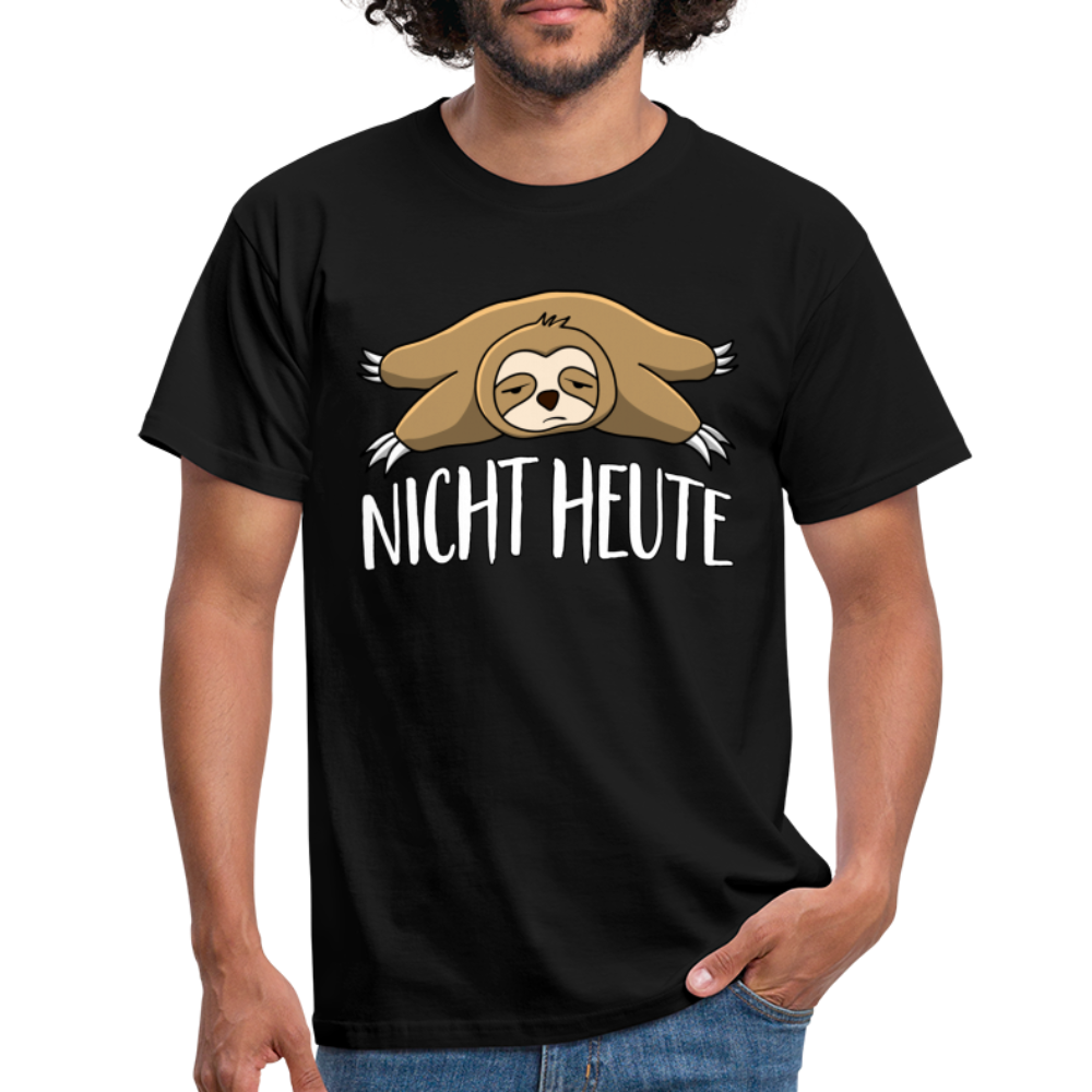 Faules Faultier Nicht Heute Lustiges T-Shirt - Schwarz