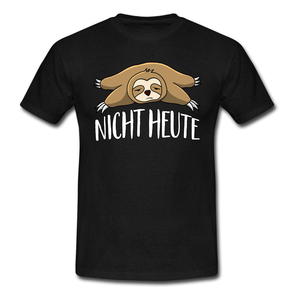 Faules Faultier Nicht Heute Lustiges T-Shirt - Schwarz