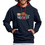 Faules Faultier Nicht Heute Lustiger Kontrast-Hoodie - Navy/Rot