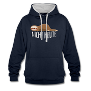 Faules Faultier Nicht Heute Lustiger Kontrast-Hoodie - Navy/Grau meliert