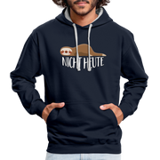 Faules Faultier Nicht Heute Lustiger Kontrast-Hoodie - Navy/Grau meliert