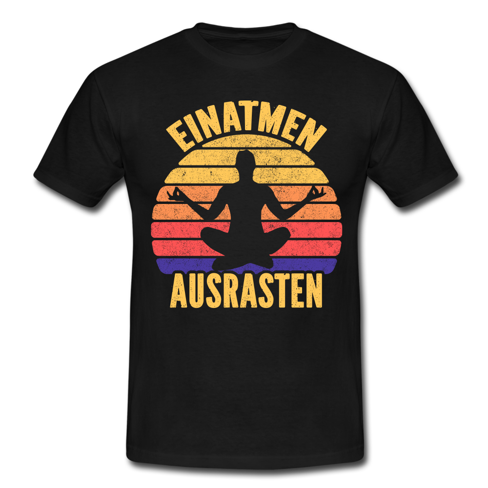 Yoga Geschenk T-Shirt Einatmen Ausrasen Lusig - Schwarz