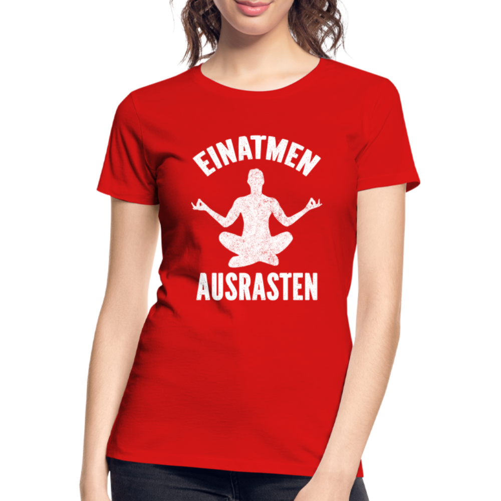 Yoga Geschenk Einatmen Ausrasen Lustiges Frauen Premium Bio T-Shirt - Rot