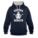 Yoga Geschenk Einatmen Ausrasen Lustiger Kontrast-Hoodie - Navy/Grau meliert