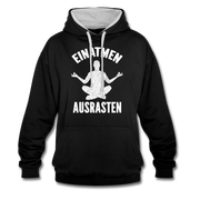 Yoga Geschenk Einatmen Ausrasen Lustiger Kontrast-Hoodie - Schwarz/Grau meliert