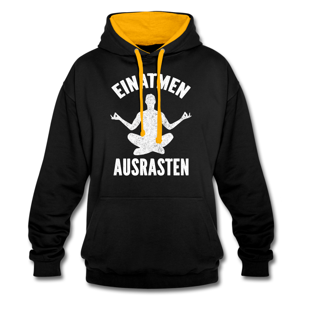 Yoga Geschenk Einatmen Ausrasen Lustiger Kontrast-Hoodie - Schwarz/Gold