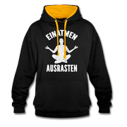 Yoga Geschenk Einatmen Ausrasen Lustiger Kontrast-Hoodie - Schwarz/Gold