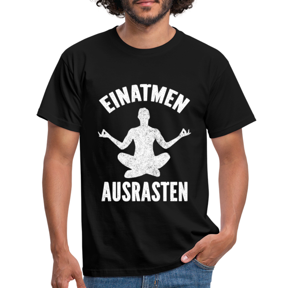 Yoga Geschenk Einatmen Ausrasen Lustige T-Shirt - Schwarz