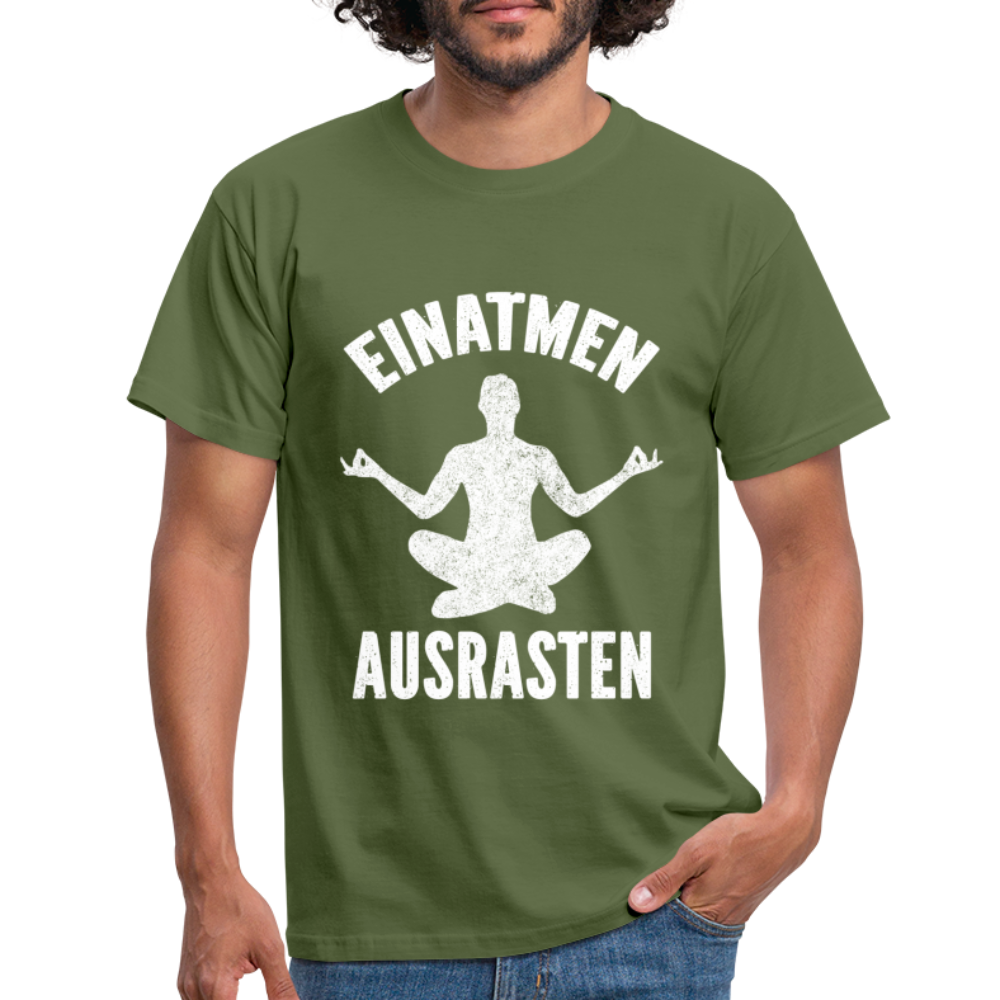 Yoga Geschenk Einatmen Ausrasen Lustige T-Shirt - Militärgrün