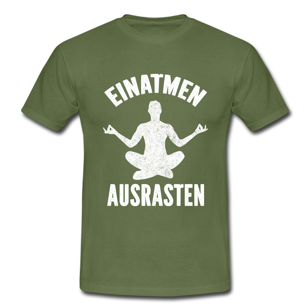 Yoga Geschenk Einatmen Ausrasen Lustige T-Shirt - Militärgrün