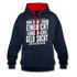 Lustiger Spruch Einbrecher sucht bei mir nach Geld ich Helfe ihm Kontrast-Hoodie - Navy/Rot