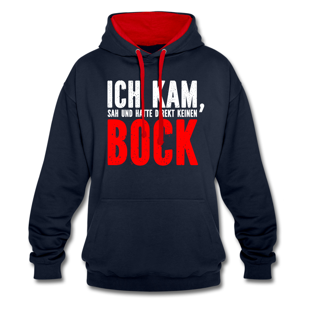 Ich kam sah und hatte direkt keinen Bock Lustiger Kontrast-Hoodie - Navy/Rot