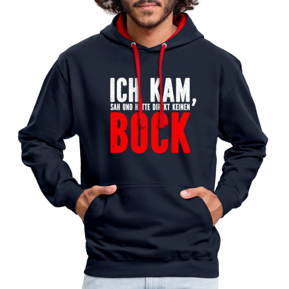 Ich kam sah und hatte direkt keinen Bock Lustiger Kontrast-Hoodie - Navy/Rot