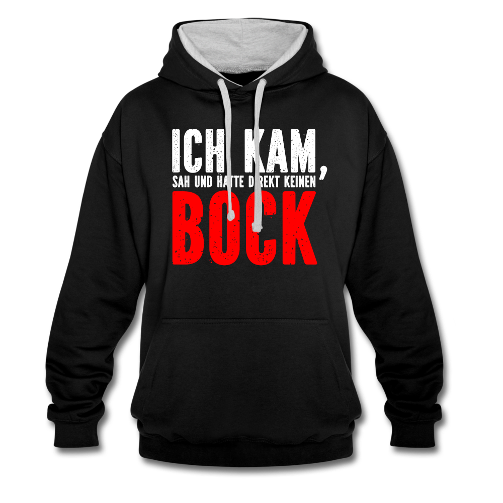 Ich kam sah und hatte direkt keinen Bock Lustiger Kontrast-Hoodie - Schwarz/Grau meliert