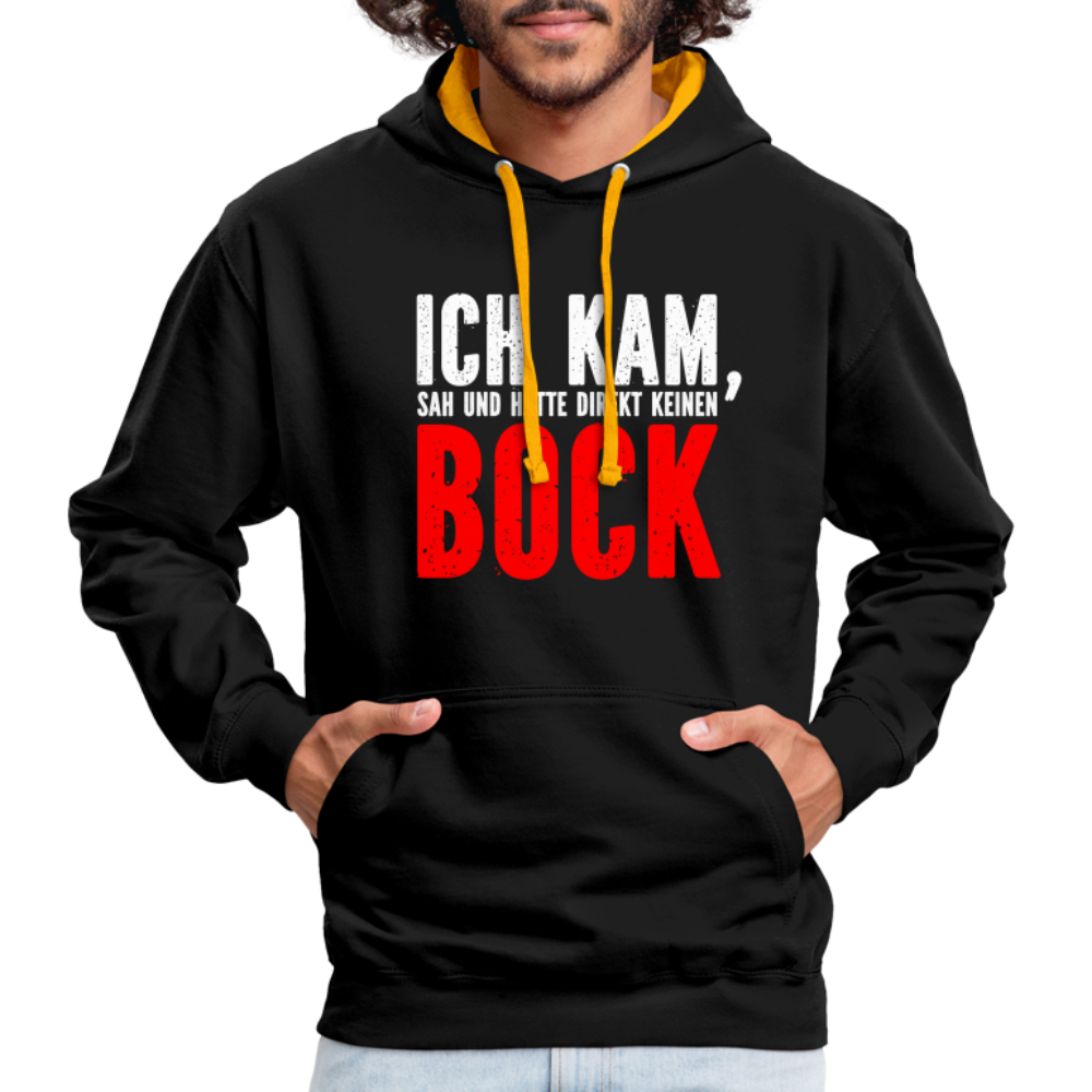 Ich kam sah und hatte direkt keinen Bock Lustiger Kontrast-Hoodie - Schwarz/Gold