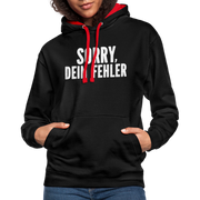 Lustig Sarkastisch Sorry Dein Fehler Geschenkidee Kontrast-Hoodie - Schwarz/Rot