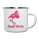 Flamingo Retro 8 Diva Bit Games Nerd Geschenk Emaille-Tasse - Weiß