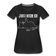 Faule Katze Mittelfinger Jahaa Mache ich - Später Lustiges Frauen Premium T-Shirt - Schwarz
